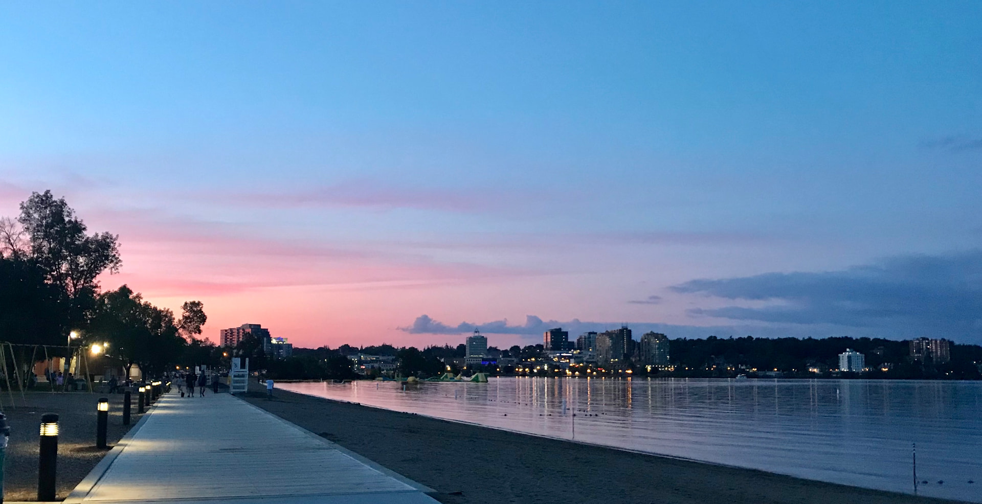 Kempenfelt Bay shoreline and marina in Barrie, Ontario