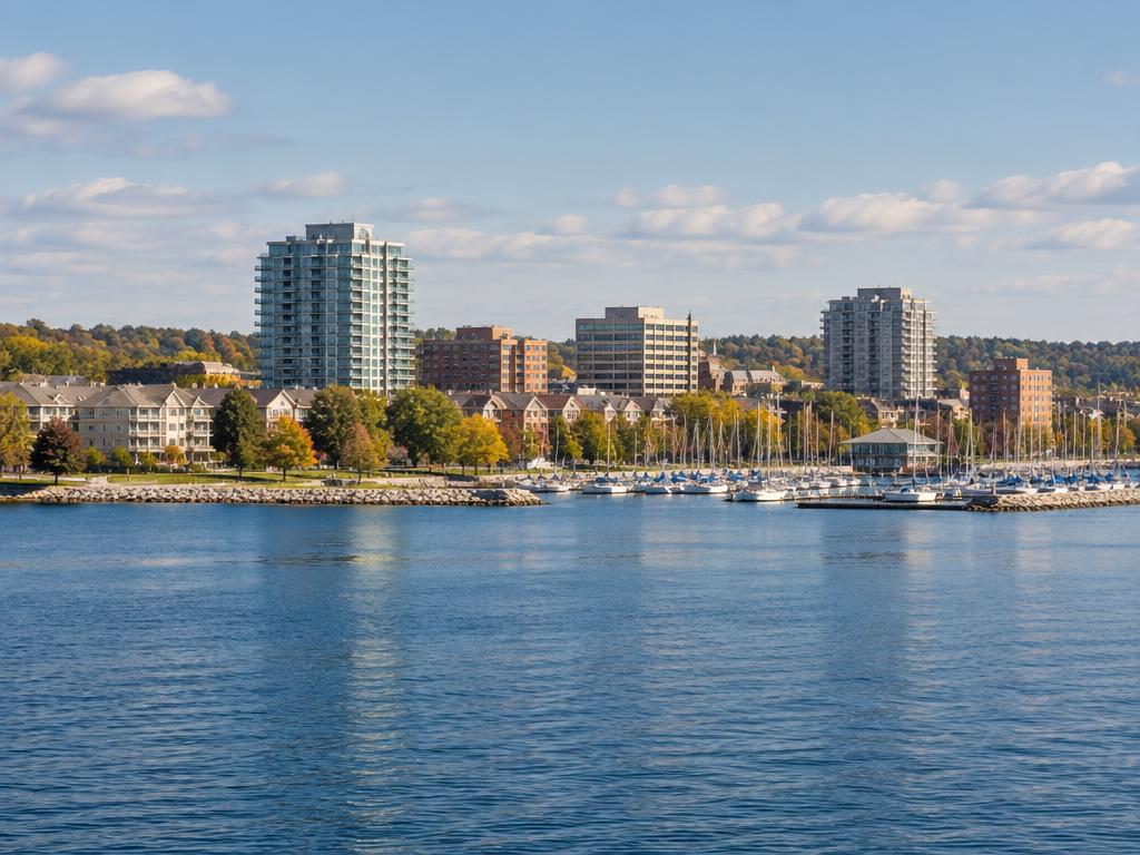 Barrie waterfront and marina across Kempenfelt Bay