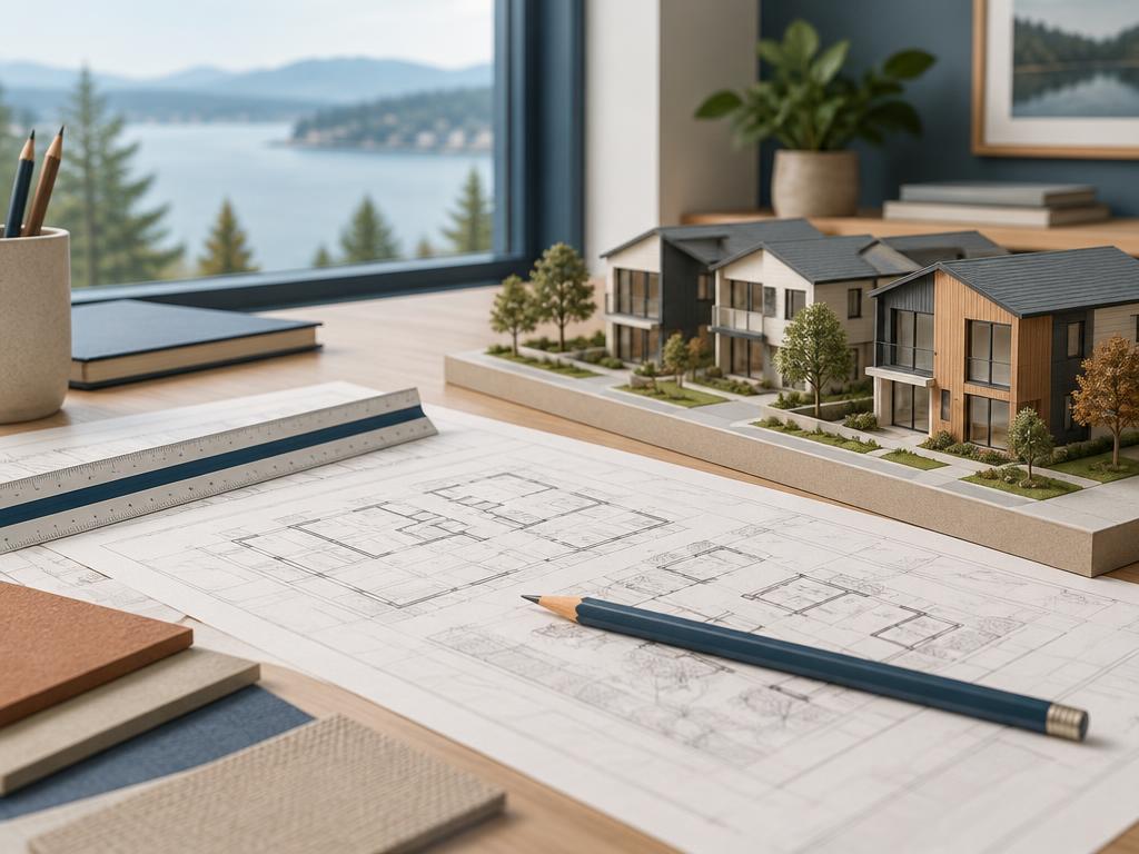 Residential development plans and architectural model