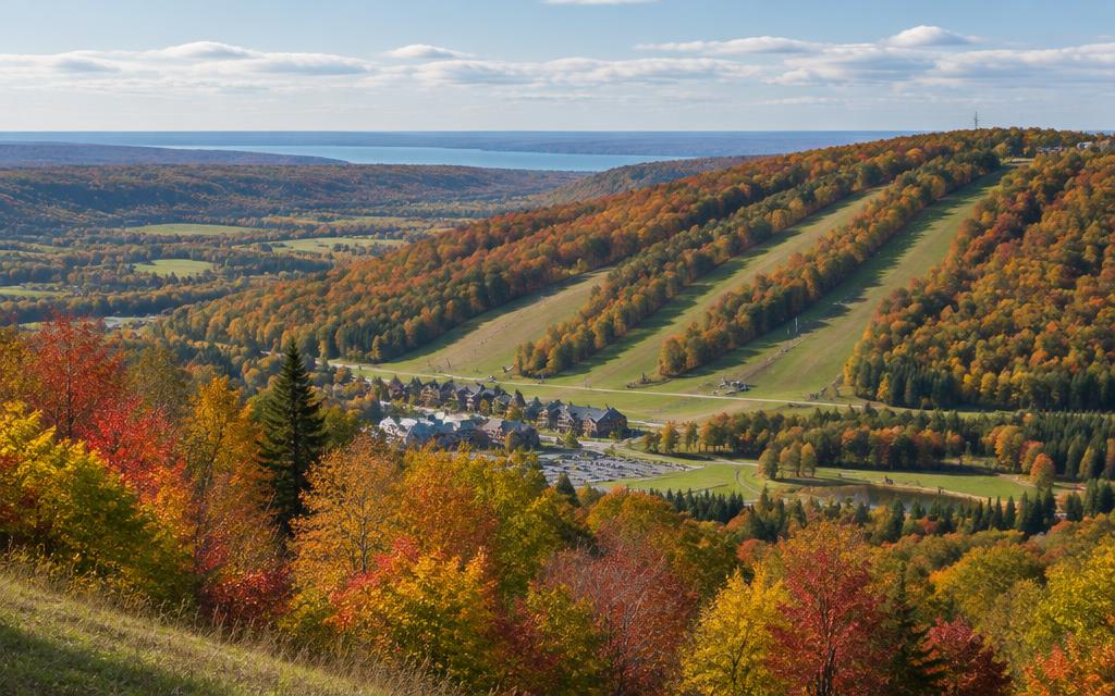 Horseshoe Valley ski slopes and forested ridges in Oro-Medonte, Ontario